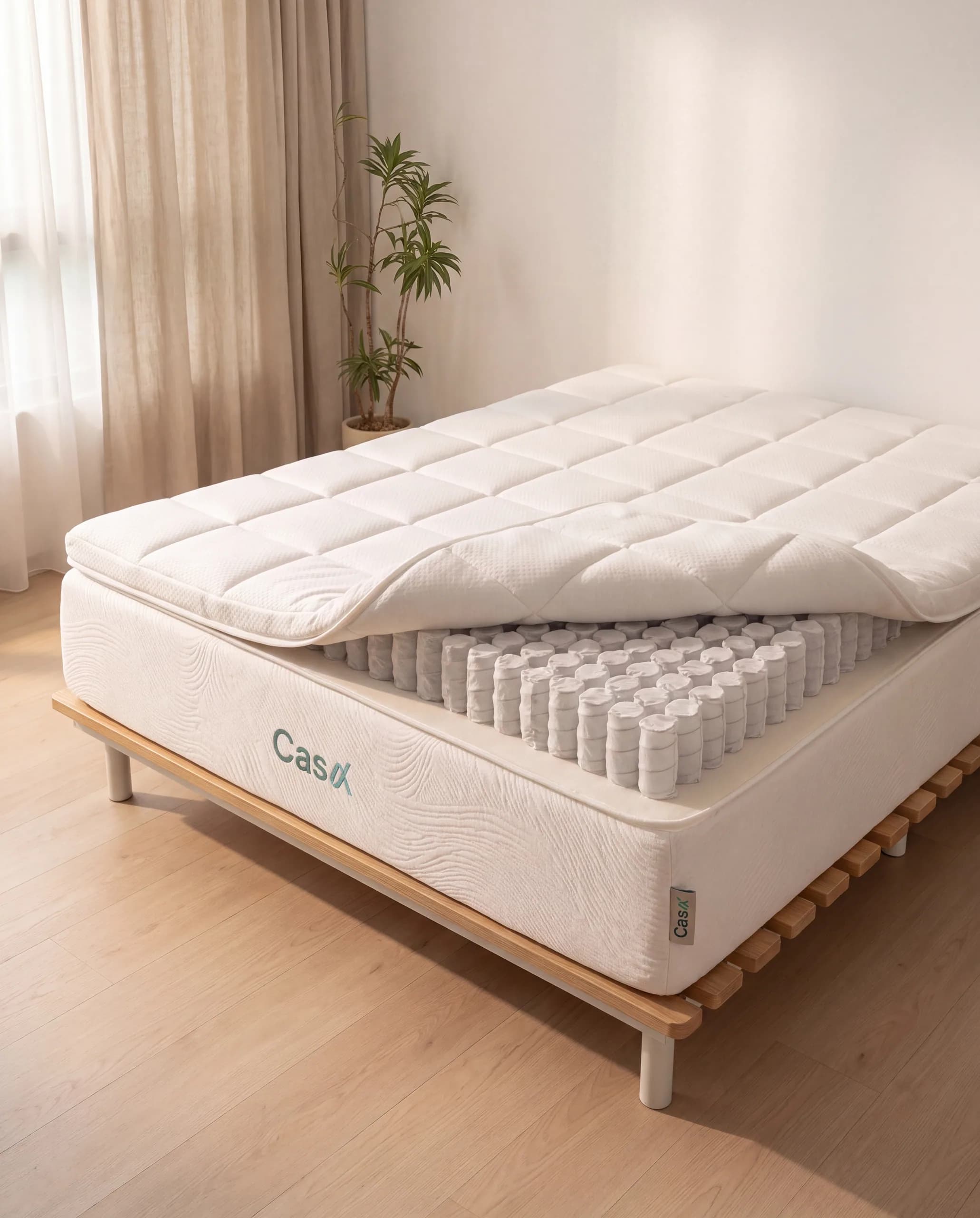 The Cloudspring Elite topper folded back at one corner to show its mini pocket springs.